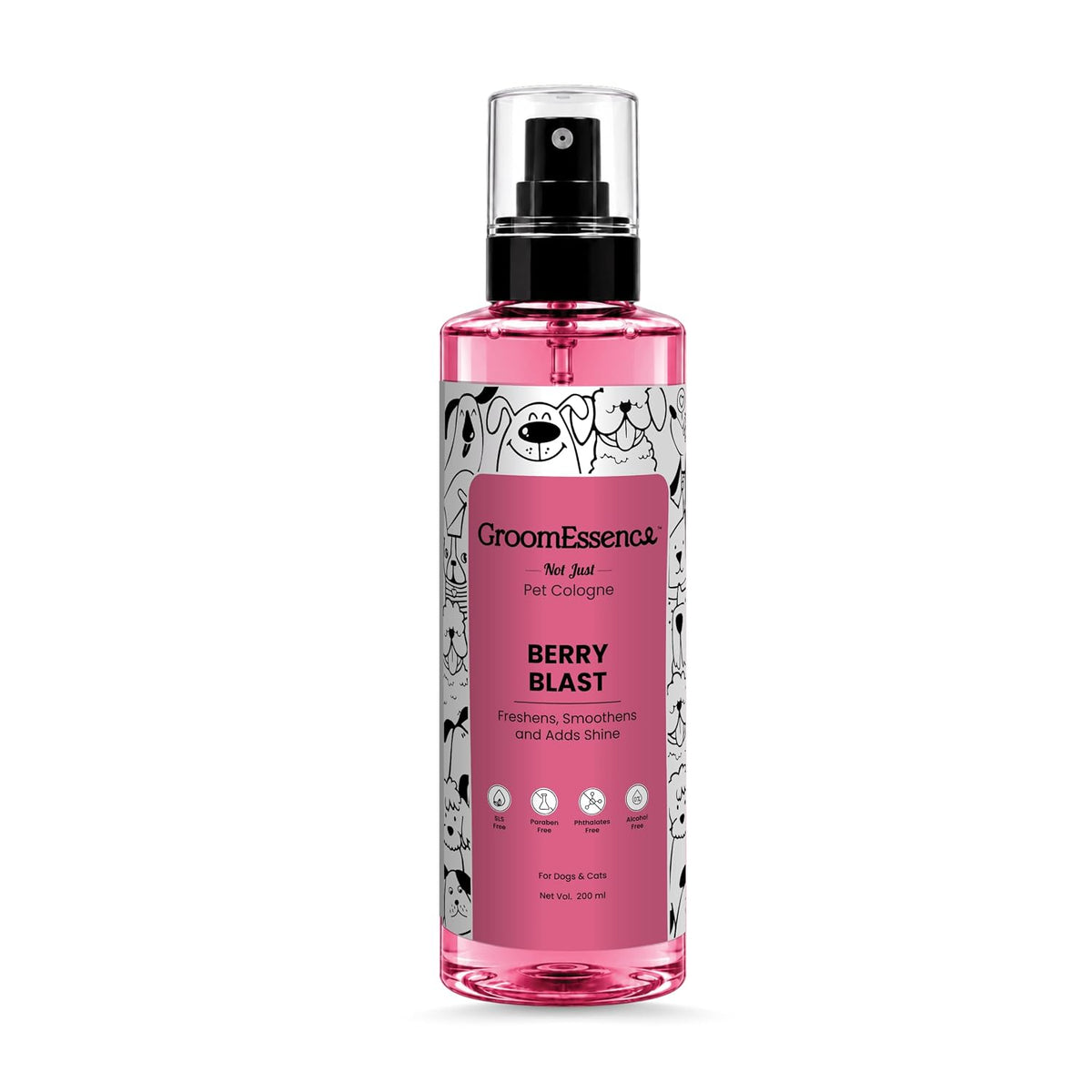 GroomEssence Berry Blast Pet Cologne for Dogs & Cats | Paraben-Free, Alcohol-Free | 200 ml