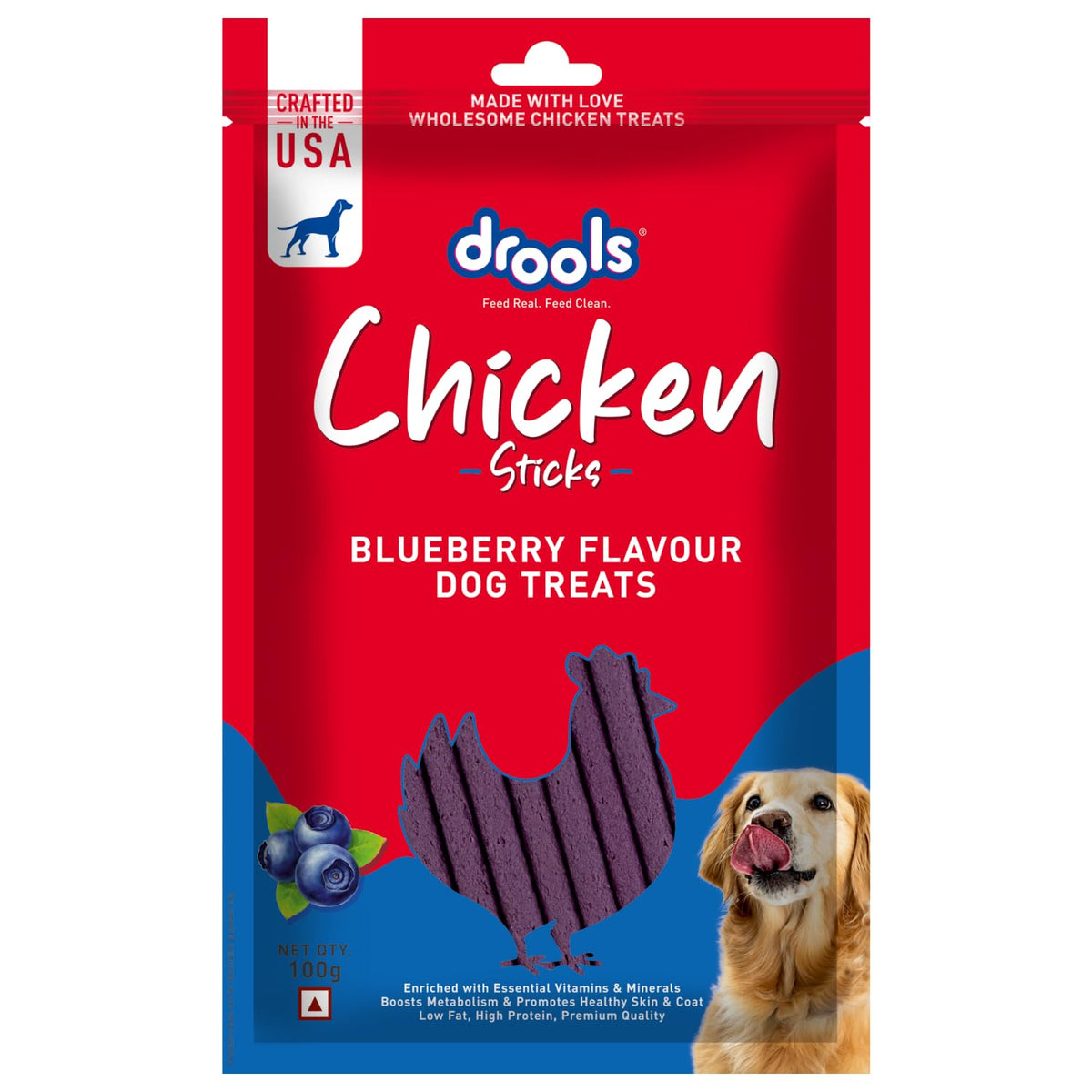Drools Blueberry Flavour Chicken Stick Dog Treats