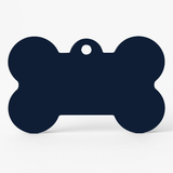 Kennel Aluminium Bone-Shaped QR Code Name Tag - Navy Blue