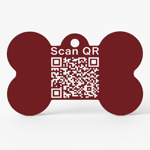 Kennel QR Code Smart Pet ID Tag in Bone-Shaped Aluminium with Custom Engraved Name, Number or Both