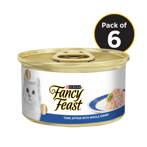 Fancy Feast Tuna Affair With Whole Shrimp Tin Pack Of 5 + 1 Free Tin - 510 G
