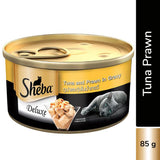 Sheba Tuna Filets and Whole Prawns In Gravy Tin Pack of 12