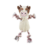 Outward Hound Ranch Roperz Cow Plush Squeaky Dog Toy - White