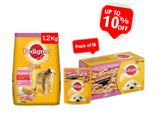 Pedigree Puppy Chicken and Milk 1.2Kg + Pedigree Puppy Chicken Chunks In Gravy Pouch 70 G (Pack Of 15) - Ecom Pack Combo