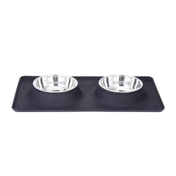 Smarty Pet Silicon Double Dinner Stainless Steel Bowl