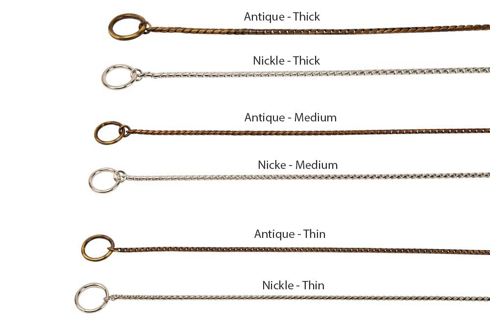 Kennel Snake Bronze Choke Chain Thin (L = 24" - 26") - Nickle