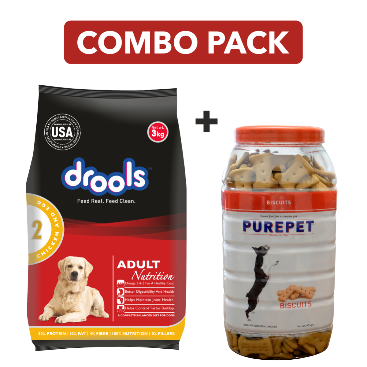 Drools Adult Nutrition Chicken Egg 3KG Purepet Biscuits