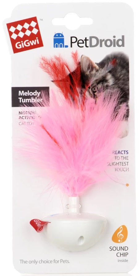 Gigwi Pet Droid - Wobble Feather with Motion Activated Sound Chip Cat Toy