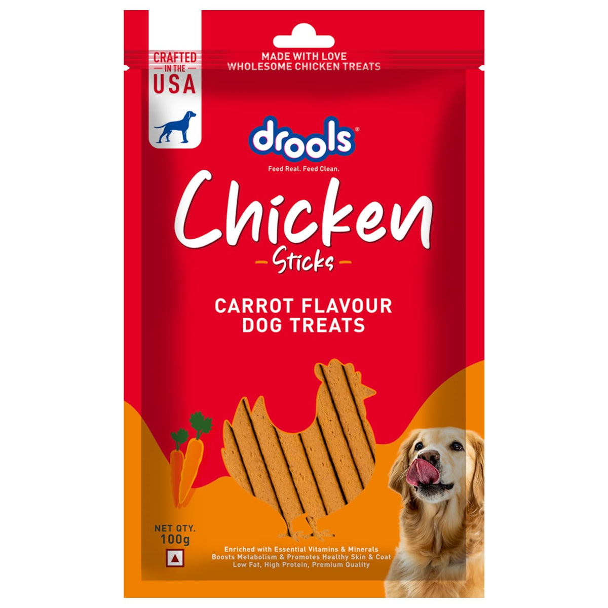 Drools Carrot Flavour Chicken Sticks Dog Treats