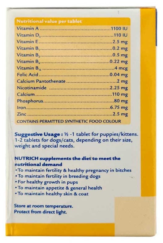 Virbac - Nutrich Tablets - Nutritional Supplement Of Vitamin & Minerals For Dogs & Cats