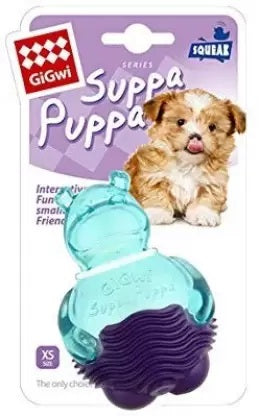 Gigwi Suppa Puppa Squeak Hippo Dog Toy - Blue/Purple