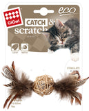 Gigwi Ecoline Catch & Scratch With Rattle Wood Rattan Feather (Brown)