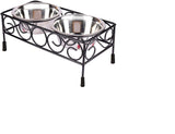 Pets Empire Wire Pattern Metal Double Diner Bowl Dogs - Large