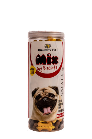 Naughty Pet Mix Non -Vegetarian Wheat Free Dog Biscuits Small Breed - Jar