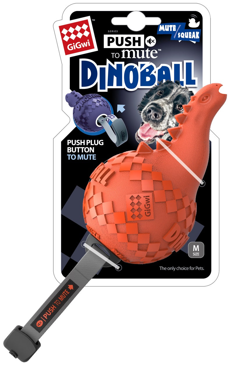Gigwi Dinoball T-rex 'Push To Mute' Orange