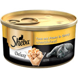 Sheba Tuna Filets and Whole Prawns In Gravy Tin Pack of 12