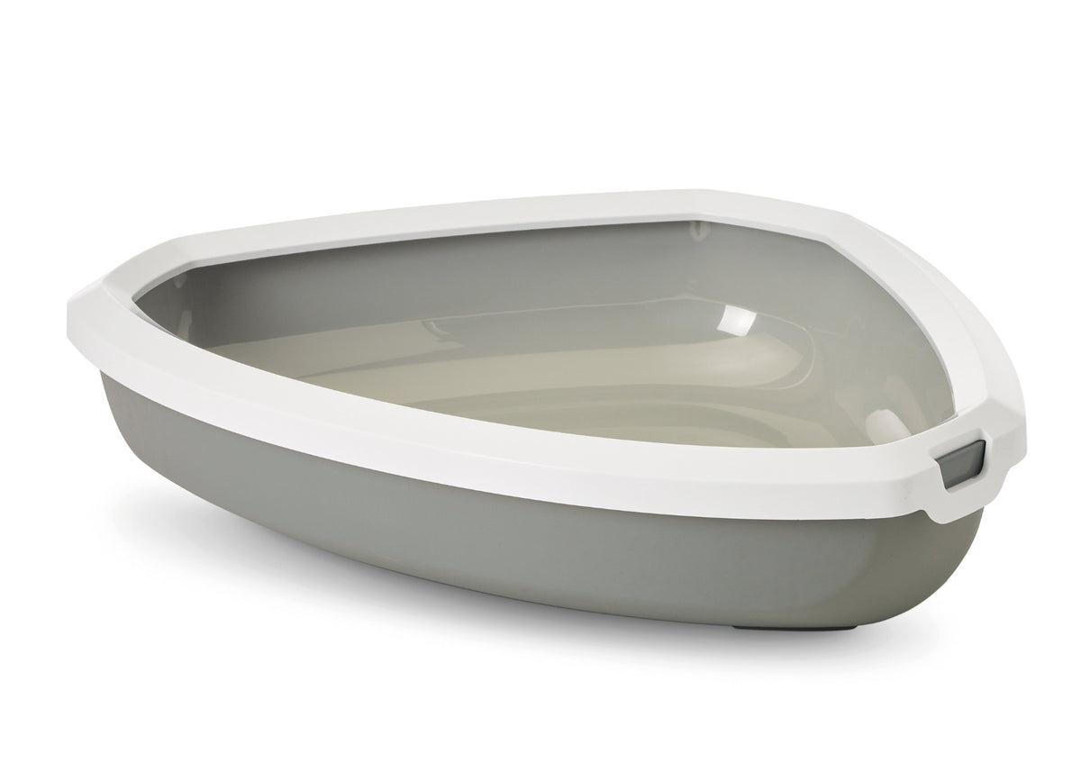 Savic Rincon Corner Cat Litter Tray – With Removable Rim