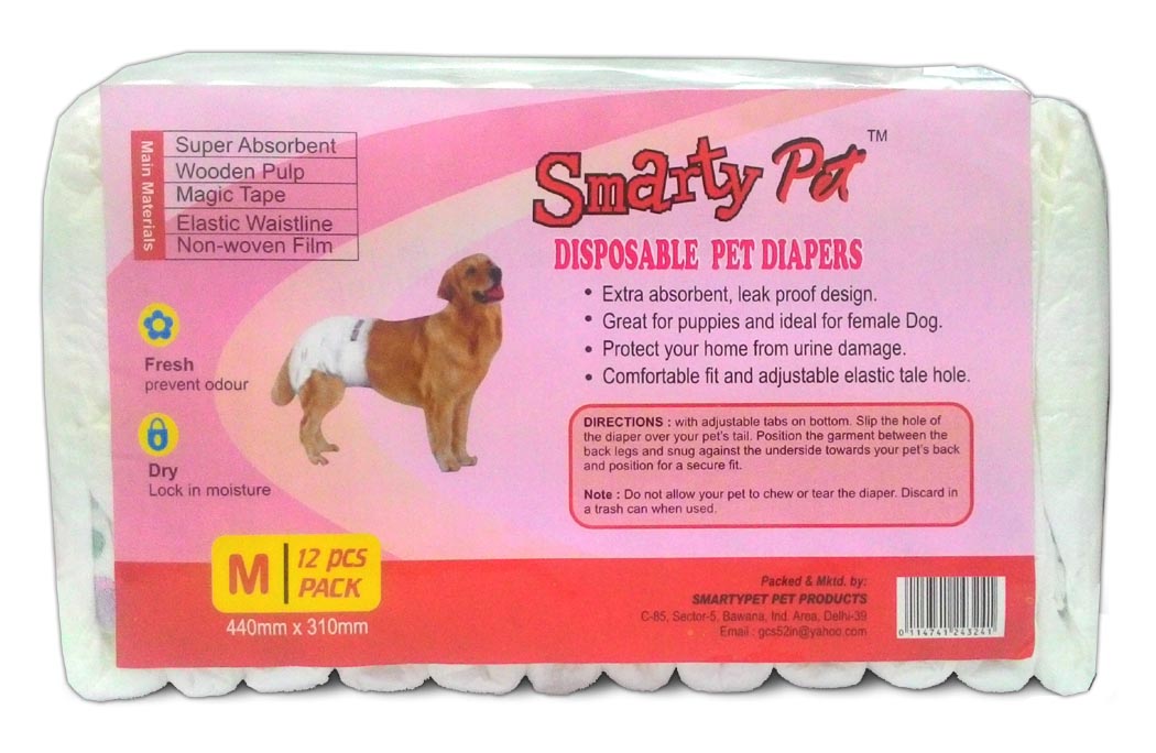 Smarty Pet Disposable Pet Diapers - Medium (12 Pcs)
