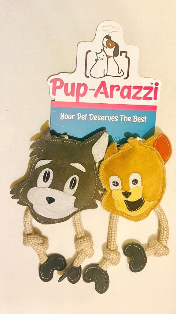Pup-Arazzi Leather Tom & Jerry For Dog Toy