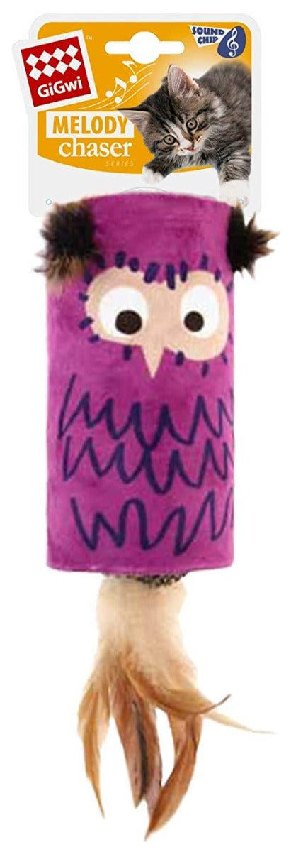 Gigwi Happy Indian Melody Chaser Owl Tube With Sound Chip Cat Toy