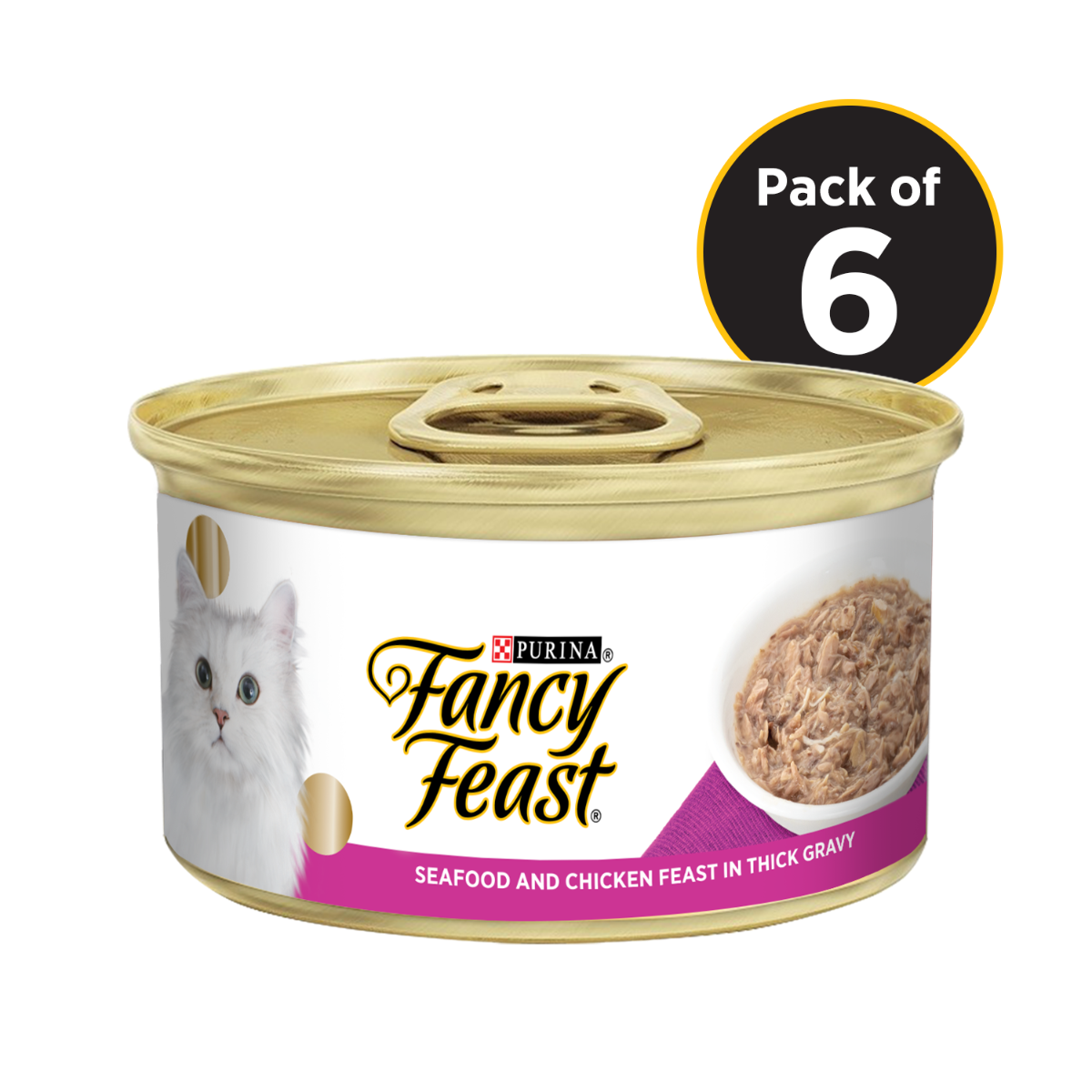 Fancy Feast Seafood & Chicken Feast In Thick Gravy Tin Pack Of 5 + 1 Free Tin - 510 G