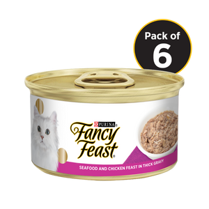 Fancy Feast Seafood & Chicken Feast In Thick Gravy Tin Pack Of 5 + 1 Free Tin - 510 G