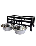 Pets Empire Square Metal Double Diner Bowl For Dogs