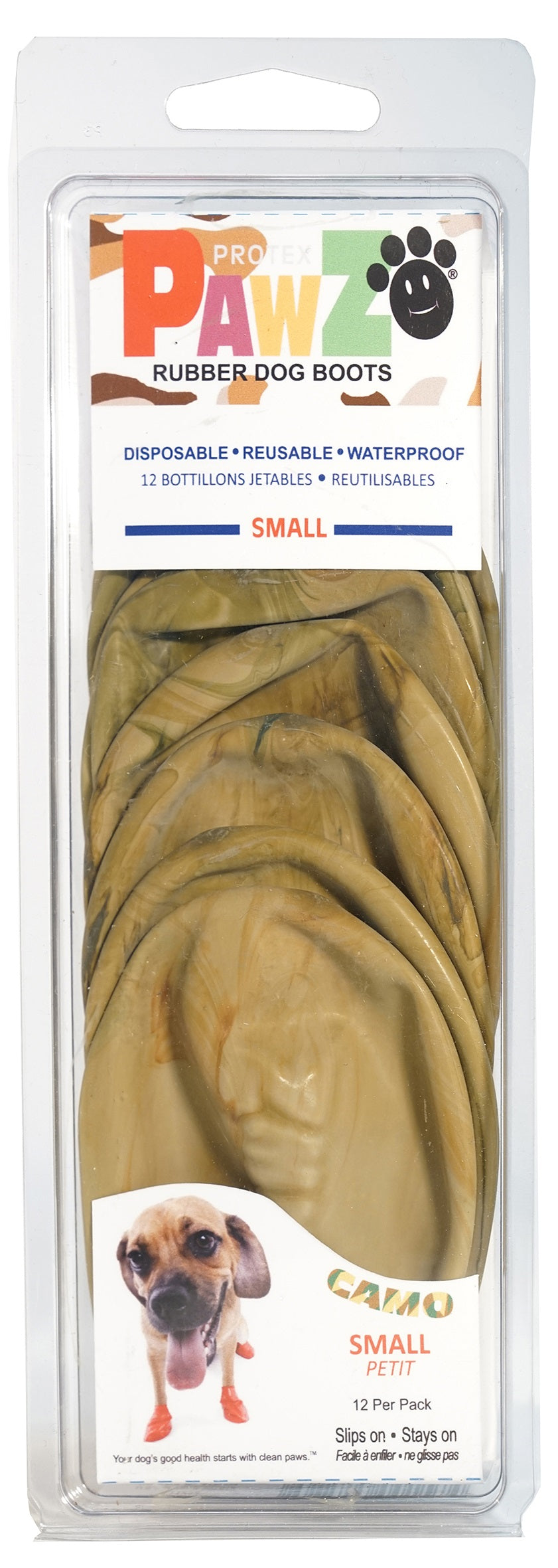 Pawz Waterproof Dog Boots - Small - Olive Green 12 PCS