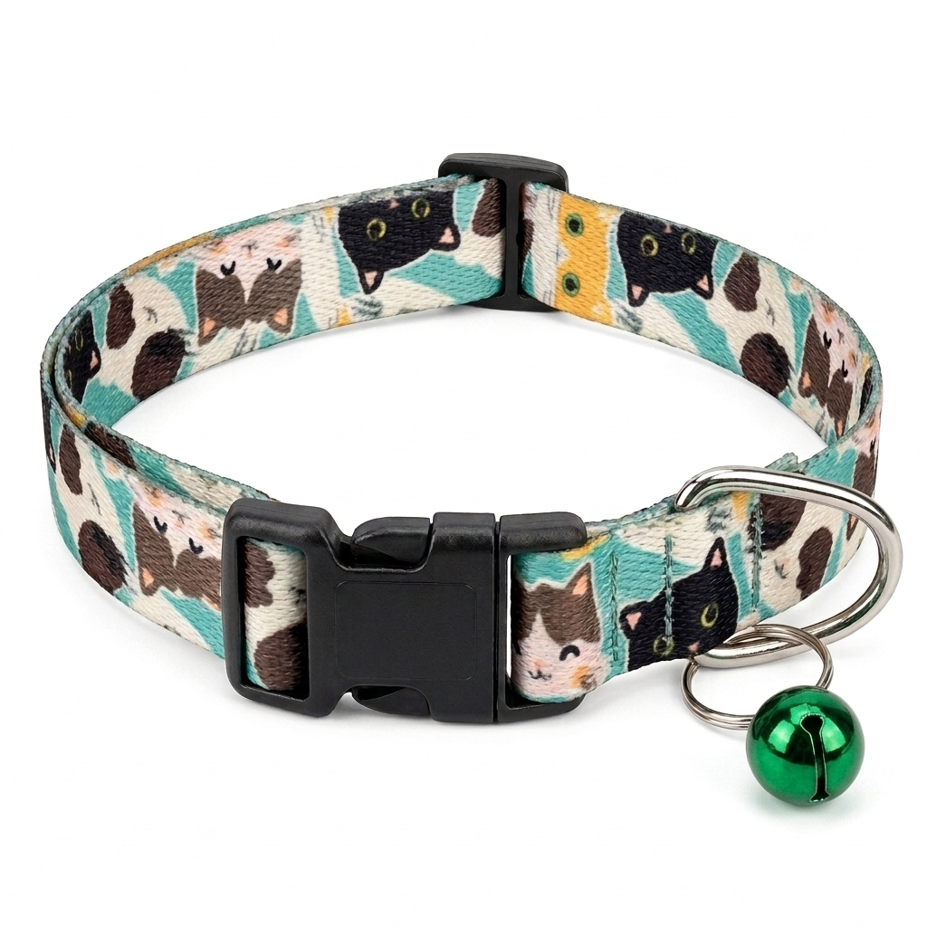 Kennel Printed Puppy & Cat Collar - Green Kitty