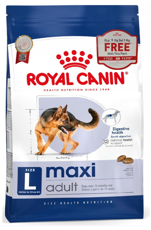 Royal Canin Maxi Adult Dog Dry Food (Buy 9 kg Get 1 kg Free Inside)