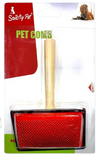 Smarty Pet Wooden Handle Slicker Brush - Red