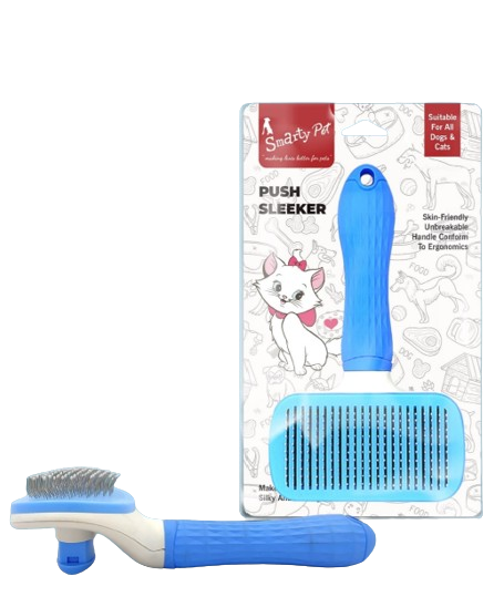 Smarty Pet Push To Clean Sleeker Rectangle Thin Blister Pack Brush