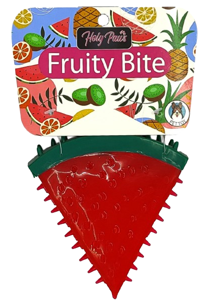 Holy Paws Fruity Bite Watermelon Shape Freezable Squeaky Cooling Chew Dog Toy