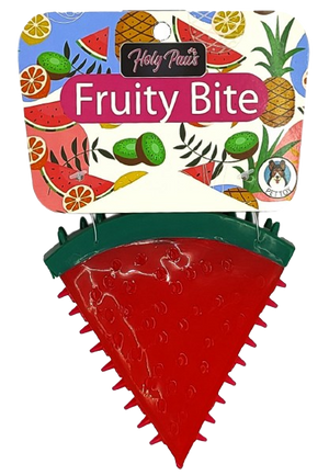 Holy Paws Fruity Bite Watermelon Shape Freezable Squeaky Cooling Chew Dog Toy