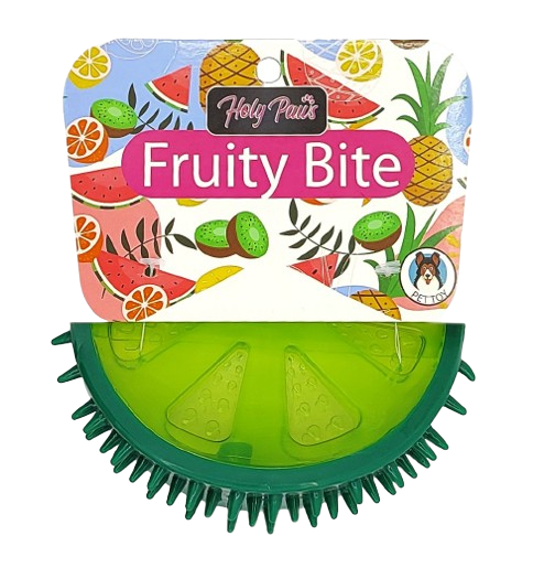 Holy Paws Fruity Bite Lemon Slice Shape Freezable Squeaky Cooling Chew Dog Toy