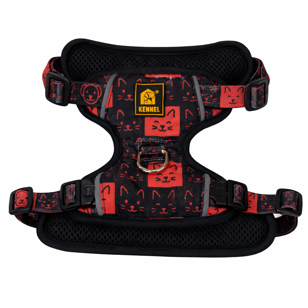 Kennel Red Black Memes Printed Full Body Harness