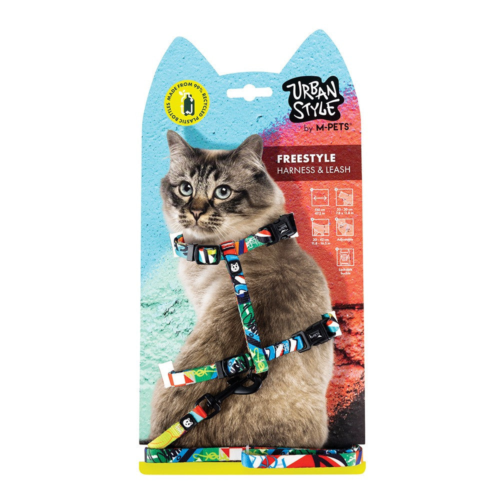 M-Pets Freestyle Cat Eco Set Harness And Leash Multicolor