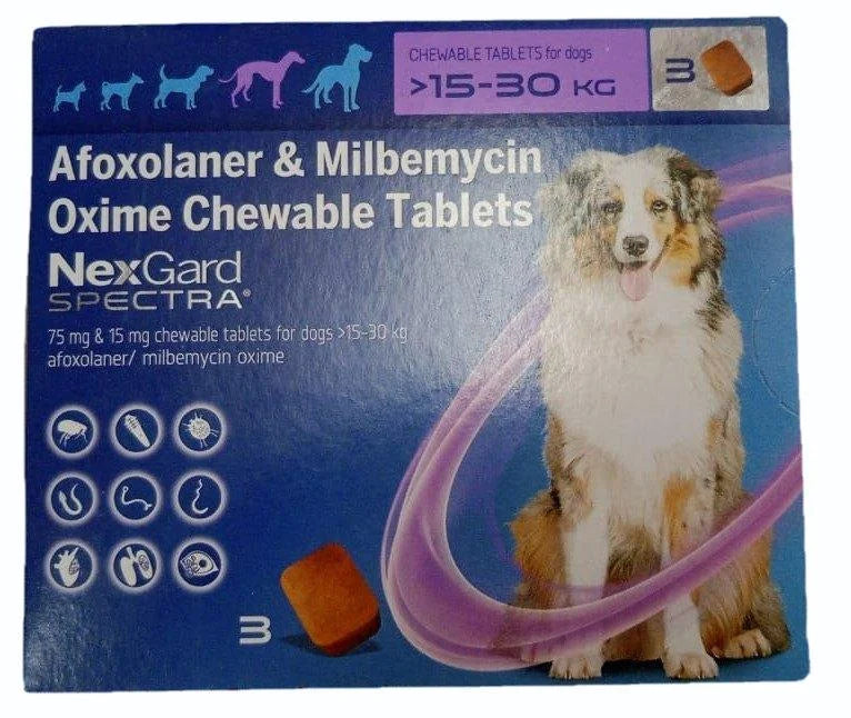 Boehringer Ingelheim:  Nexgard Spectra Chewable Tablets - Complete Parasite Protection for Large Dogs (15 - 30 kgs) - 3 tablets