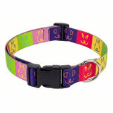 Kennel Adjustable Printed Nylon Dog Collar with Click Buckle – Multi Memes Print