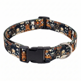 Kennel Adjustable Printed Nylon Dog Collar with Click Buckle – Multi Face Brown Print