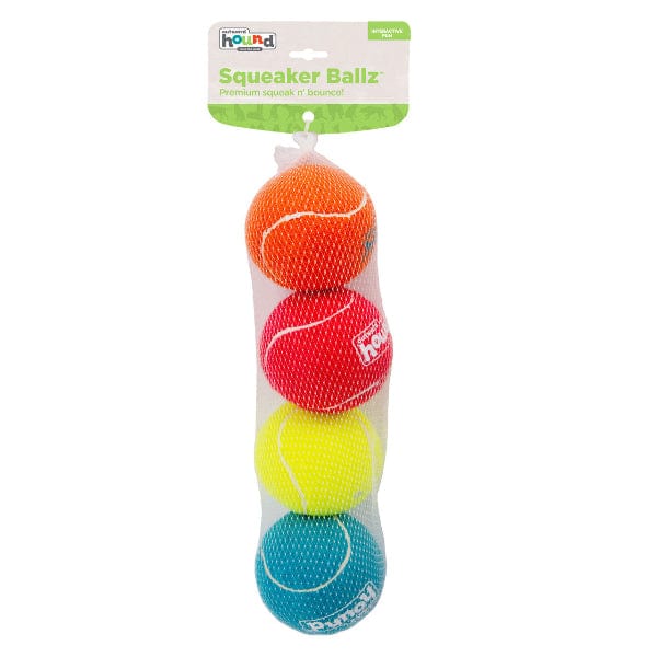Outward Hound Squeaker Ballz Tennis Multicolor Ball Dog Toy - (Pack Of 4)
