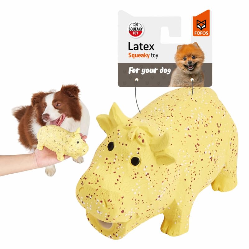 Fofos Natural Latex Grunting Squeaker Ox Dog Toy