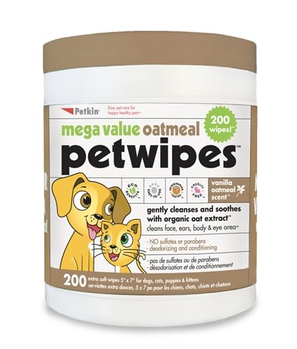 Petkin Mega Valu Pack Oatmeal Petwipes