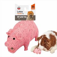 Fofos Natural Latex Grunting Squeaker Pig Dog Toy