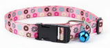 Kennel Adjustable Printed Nylon Puppy & Cat Collar with Click Buckle - Pink Donuts Print