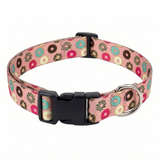 Kennel Adjustable Printed Nylon Dog Collar with Click Buckle – Pink Donuts Print
