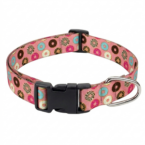 Kennel Adjustable Printed Nylon Dog Collar with Click Buckle – Pink Donuts Print