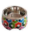 Smarty Pet Melamine Designed Printed Stainless Steel Non-Skid Rubber Bottom Bowl (Multi Print)