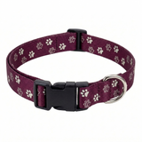 Kennel Adjustable Printed Nylon Dog Collar with Click Buckle – Purple Paws Print