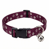 Kennel Adjustable Printed Nylon Puppy & Cat Collar with Click Buckle - Purple Paws Print